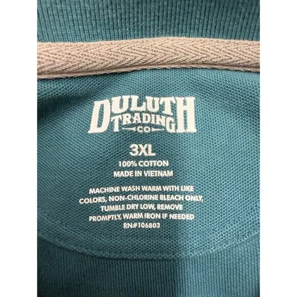 Duluth Trading Men’s 3XL Polo Shirt Long Sleeves Green teal button big work - Picture 2 of 3